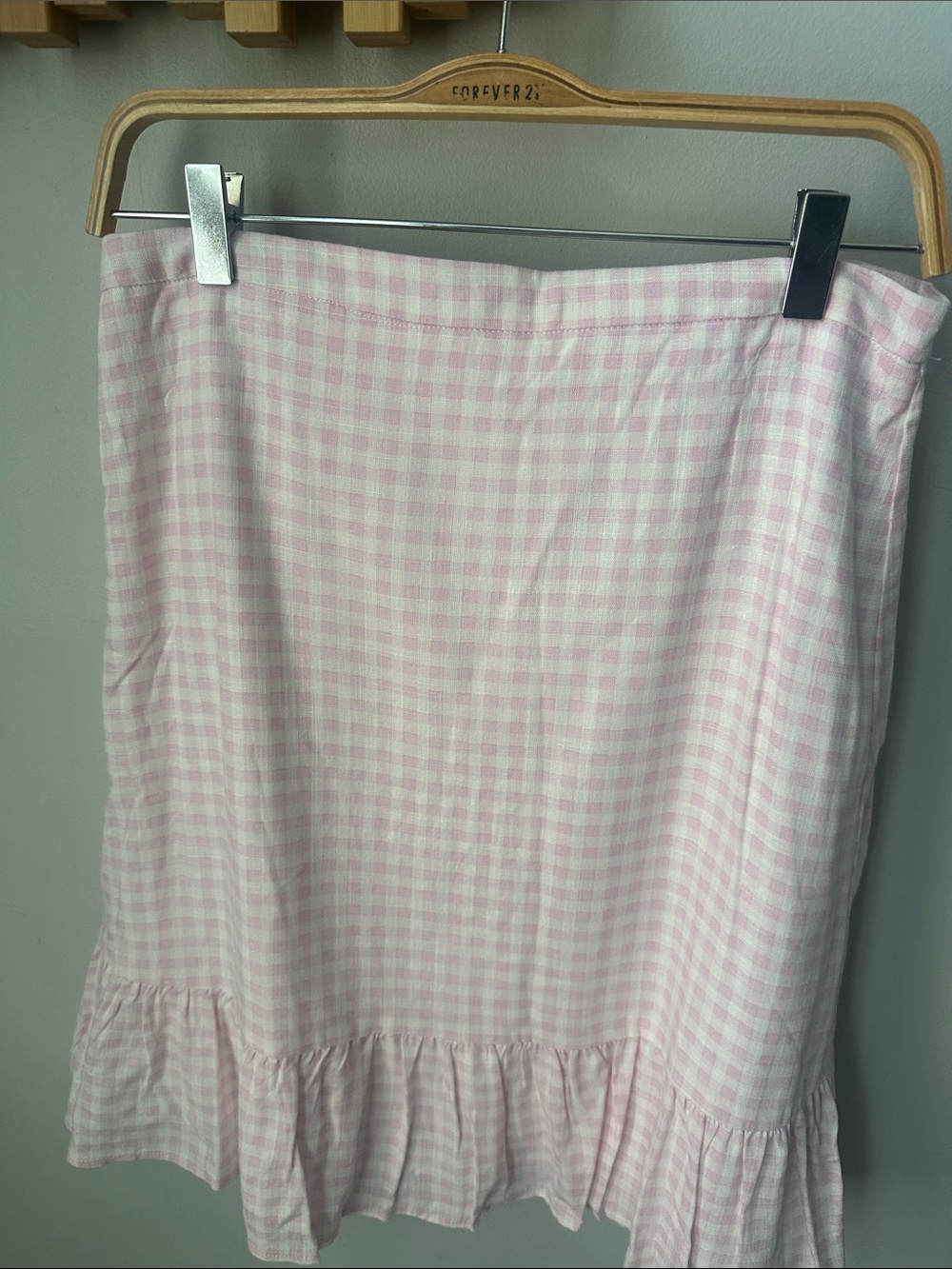 Draper James Pink Gingham Ruffle Mini Skirt